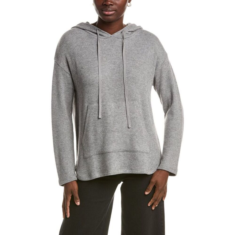 Johnny Was Womens Lurex Knit Hoodie, Gray
